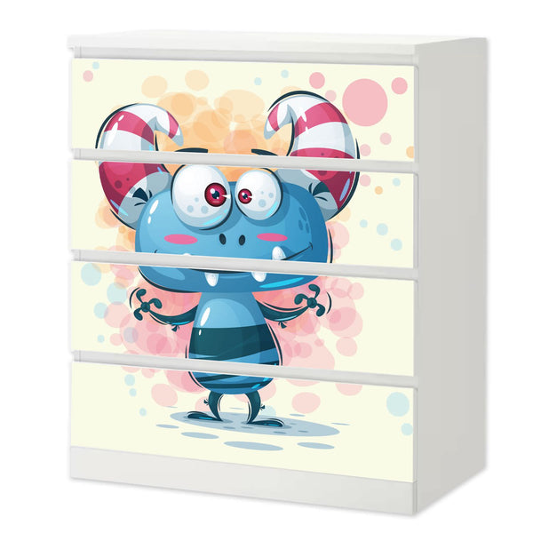 Möbelfolie IKEA Malm Monster – freches Kinderzimmer-Design in Blau & Rosa - Sunnywall - Individualität trifft Design