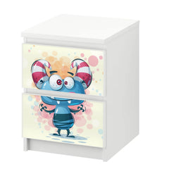 Möbelfolie IKEA Malm Monster – freches Kinderzimmer-Design in Blau & Rosa - Sunnywall - Individualität trifft Design
