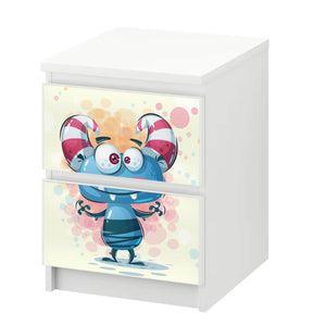 Möbelfolie IKEA Malm Monster – freches Kinderzimmer-Design in Blau & Rosa - Sunnywall - Individualität trifft Design
