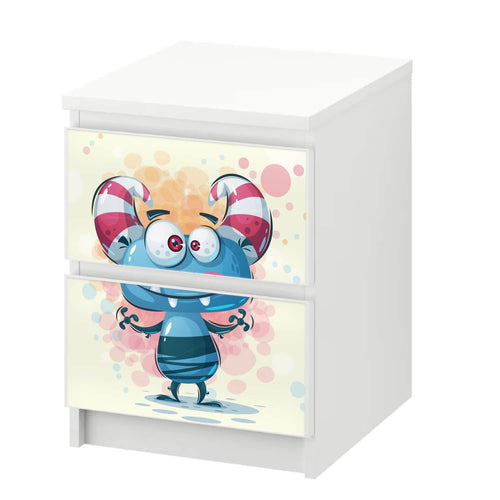Möbelfolie IKEA Malm Monster – freches Kinderzimmer-Design in Blau & Rosa - Sunnywall - Individualität trifft Design
