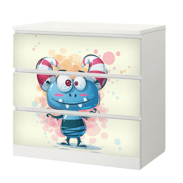 Möbelfolie IKEA Malm Monster – freches Kinderzimmer-Design in Blau & Rosa - Sunnywall - Individualität trifft Design