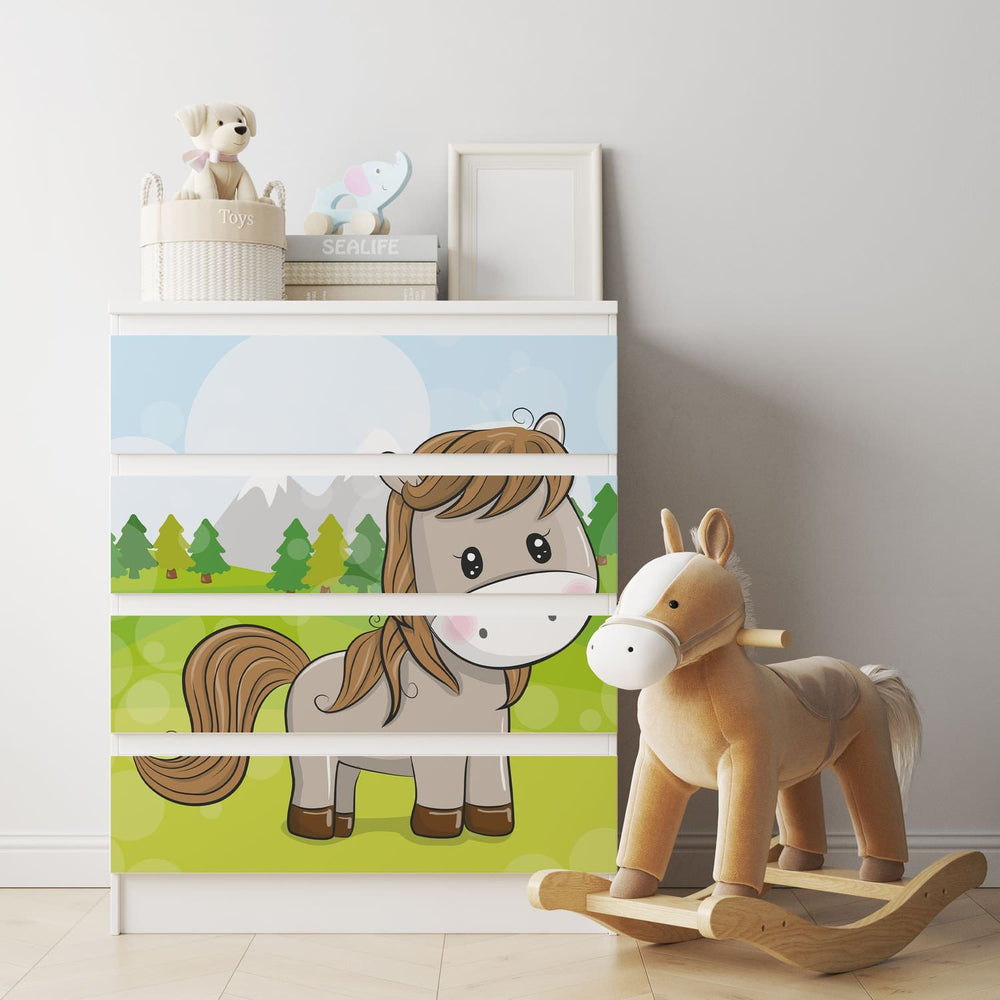 Möbelfolie IKEA Malm Pferd – niedliches Baby-Pferd für Kinderzimmer - Sunnywall - Individualität trifft Design