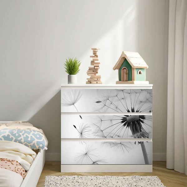 Möbelfolie IKEA Malm Pusteblume – helles Design mit Leichtigkeit & Eleganz - Sunnywall - Individualität trifft Design