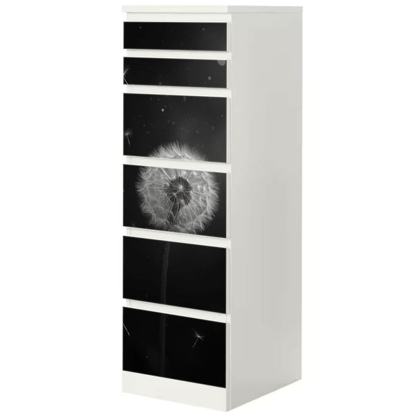 Möbelfolie IKEA Malm Pusteblume – stilvolles Schwarz-Weiß-Motiv mit Leichtigkeit - Sunnywall - Individualität trifft Design