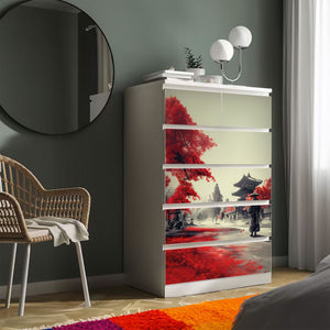 Möbelfolie IKEA MALM Samurai – Japanisches Design in Rot - Sunnywall - Individualität trifft Design