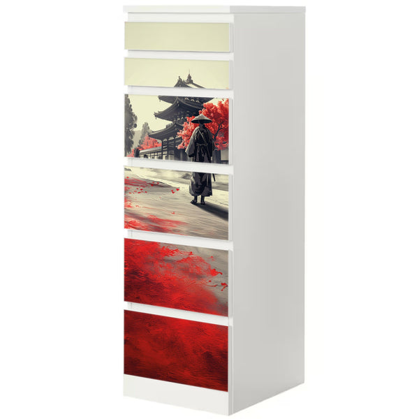 Möbelfolie IKEA MALM Samurai – Japanisches Design in Rot - Sunnywall - Individualität trifft Design