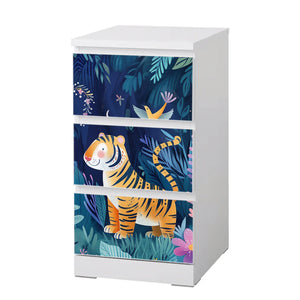 Möbelfolie IKEA Malm Tiger – farbenfrohes Dschungelmotiv fürs Kinderzimmer - Sunnywall - Individualität trifft Design
