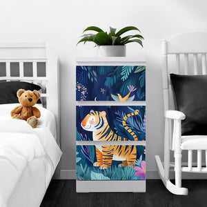 Möbelfolie IKEA Malm Tiger – farbenfrohes Dschungelmotiv fürs Kinderzimmer - Sunnywall - Individualität trifft Design
