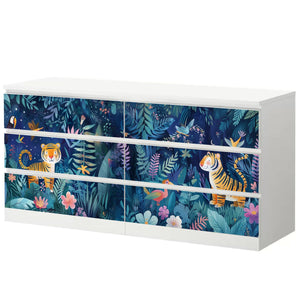 Möbelfolie IKEA Malm Tiger – farbenfrohes Dschungelmotiv fürs Kinderzimmer - Sunnywall - Individualität trifft Design