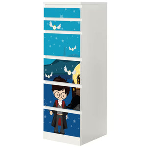 Möbelfolie IKEA Malm Zauberer – magisches Kinderzimmer-Design in Blau - Sunnywall - Individualität trifft Design