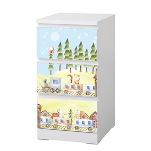 Möbelfolie IKEA Malm Zug mit Waldtieren – fröhliches Design fürs Kinderzimmer - Sunnywall - Individualität trifft Design
