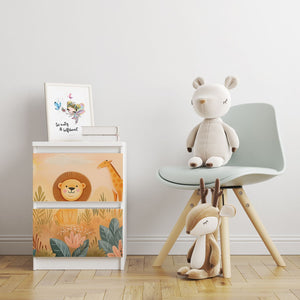 Möbelfolie passend für IKEA Malm Kommode Löwe Schrankfolie - Sunnywall - Individualität trifft Design