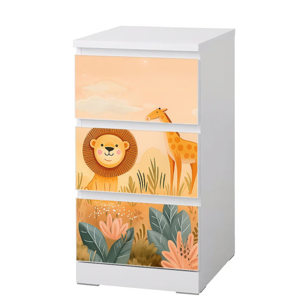 Möbelfolie passend für IKEA Malm Kommode Löwe Schrankfolie - Sunnywall - Individualität trifft Design