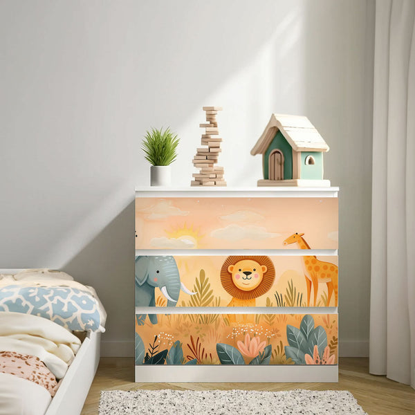 Möbelfolie passend für IKEA Malm Kommode Löwe Schrankfolie - Sunnywall - Individualität trifft Design