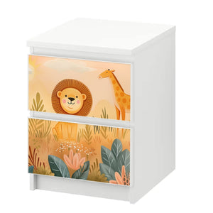 Möbelfolie passend für IKEA Malm Kommode Löwe Schrankfolie - Sunnywall - Individualität trifft Design