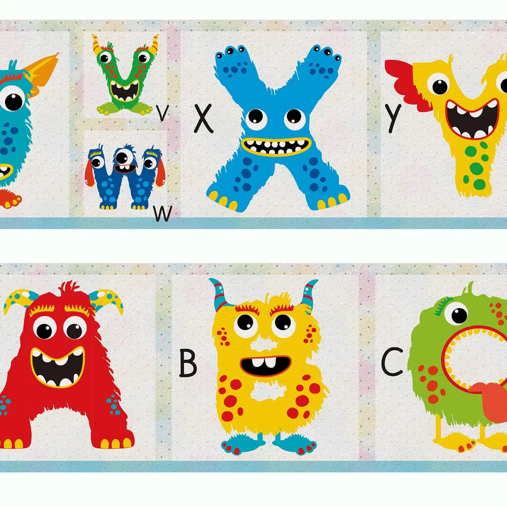 Monster ABC 123 Bordüre Vliestapete Kinderzimmer - Sunnywall - Individualität trifft Design