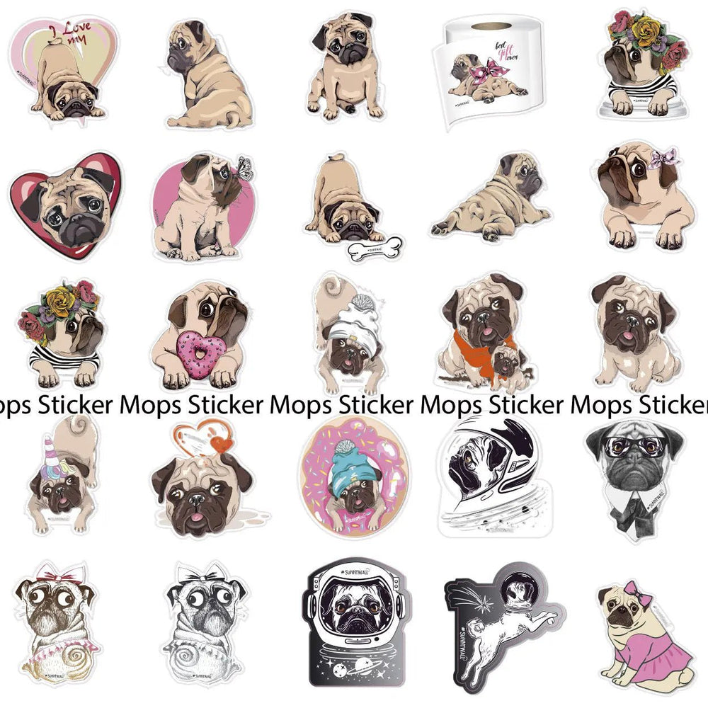 Mops Sticker Aufkleber Set - Sunnywall - Individualität trifft Design