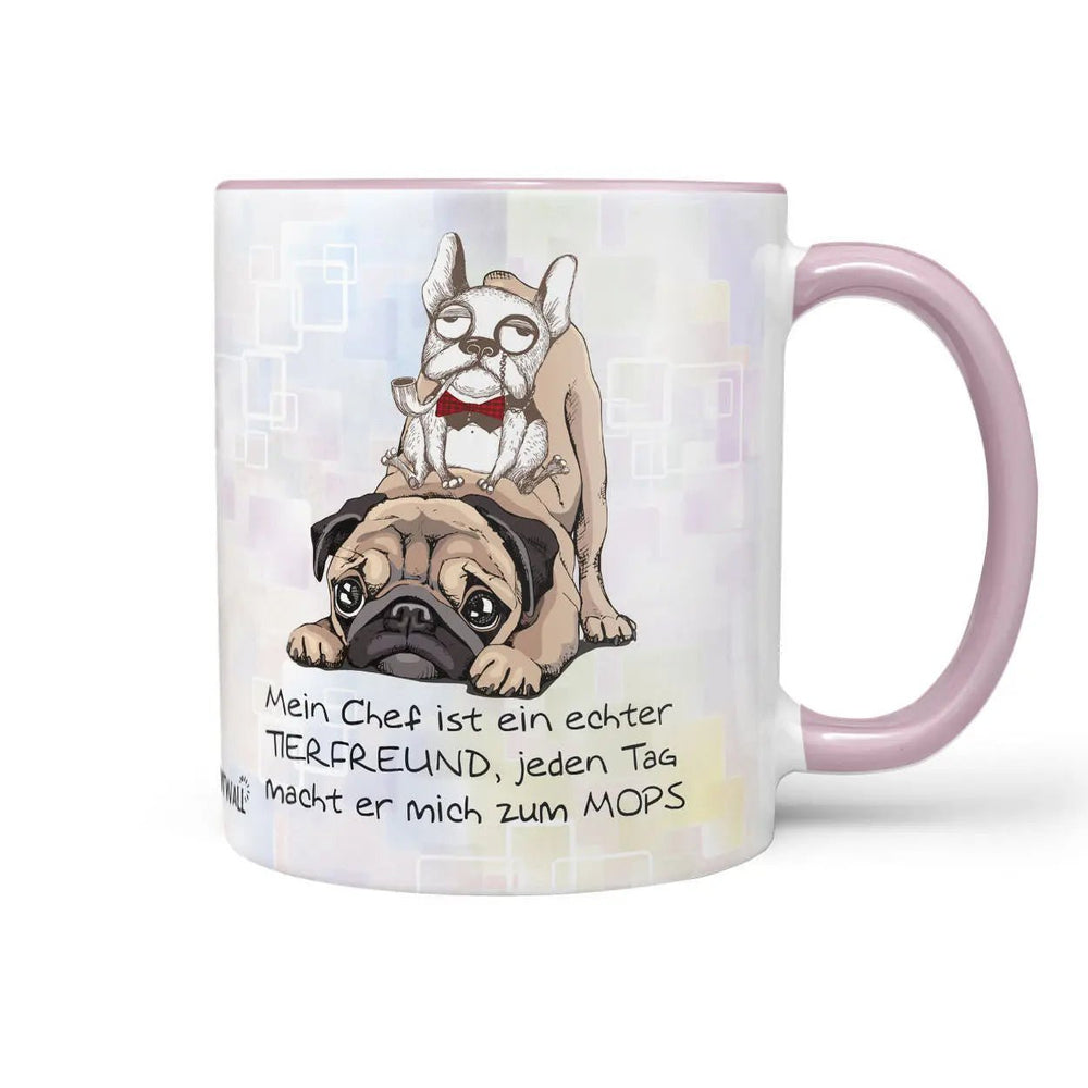 Mops Tasse Chef Spruch für Büro mit lustigem Motiv - Sunnywall - Individualität trifft Design