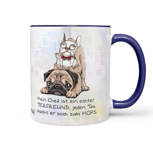 Mops Tasse Chef Spruch für Büro mit lustigem Motiv - Sunnywall - Individualität trifft Design
