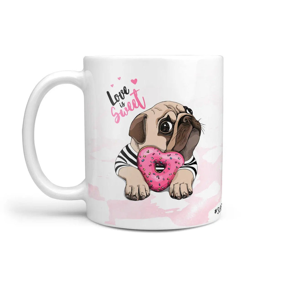 Mops Tasse Love is sweet mit Donut Motiv - Sunnywall - Individualität trifft Design