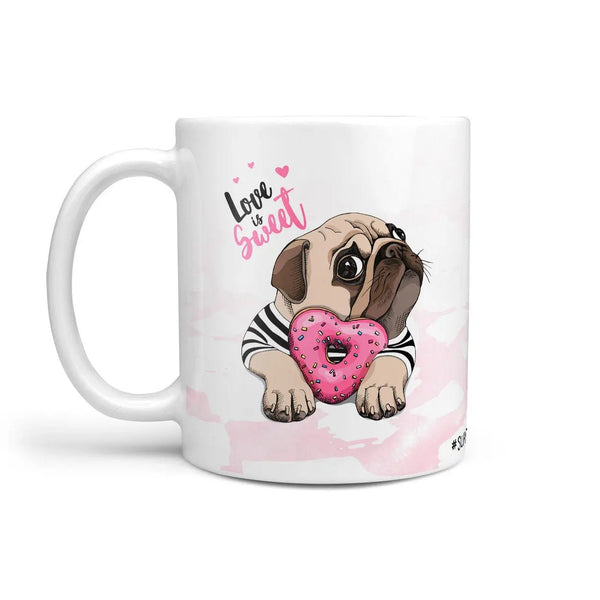 Mops Tasse Love is sweet mit Donut Motiv - Sunnywall - Individualität trifft Design