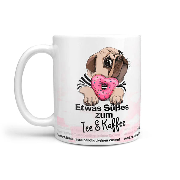 Mops Tasse suesses zum Kaffee mit Donut Motiv - Sunnywall - Individualität trifft Design