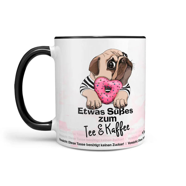 Mops Tasse suesses zum Kaffee mit Donut Motiv - Sunnywall - Individualität trifft Design
