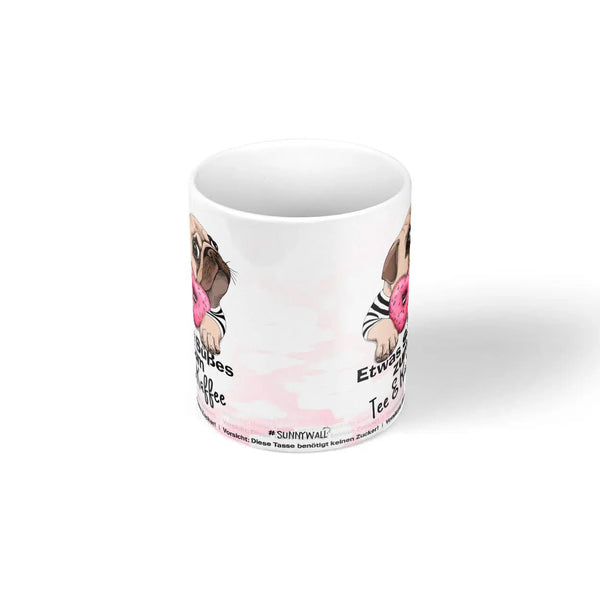 Mops Tasse suesses zum Kaffee mit Donut Motiv - Sunnywall - Individualität trifft Design