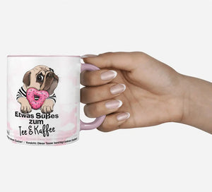 Mops Tasse suesses zum Kaffee mit Donut Motiv - Sunnywall - Individualität trifft Design