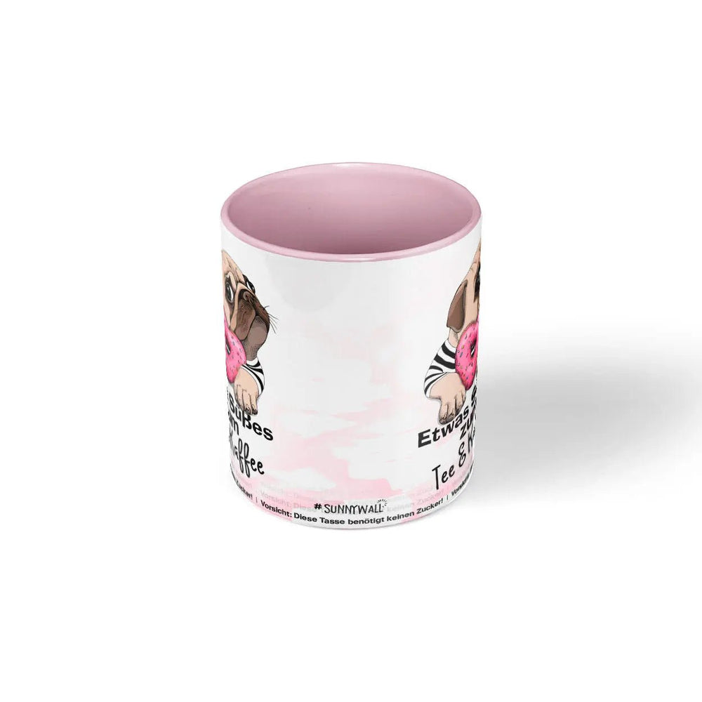 Mops Tasse suesses zum Kaffee mit Donut Motiv - Sunnywall - Individualität trifft Design