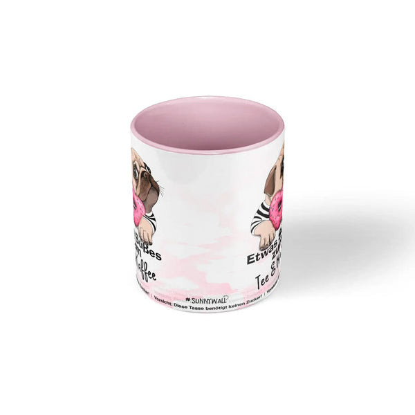 Mops Tasse suesses zum Kaffee mit Donut Motiv - Sunnywall - Individualität trifft Design