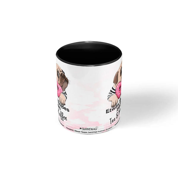Mops Tasse suesses zum Kaffee mit Donut Motiv - Sunnywall - Individualität trifft Design