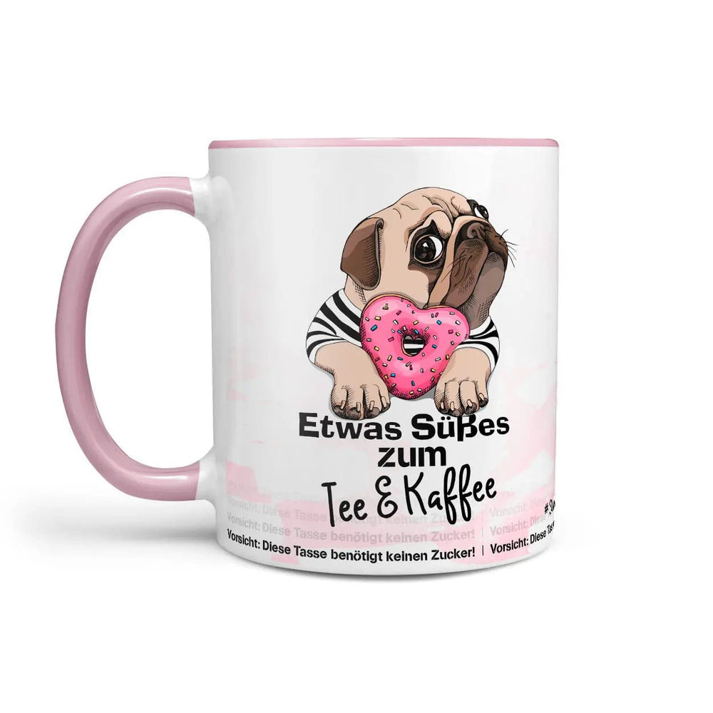 Mops Tasse suesses zum Kaffee mit Donut Motiv - Sunnywall - Individualität trifft Design