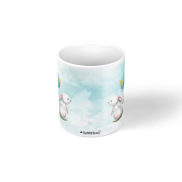 Niedliche Tasse Hase mit Ballon und Buch – Geschenkidee für Tierfreunde - Sunnywall - Individualität trifft Design