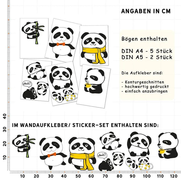 Panda Bär - Wandtattoo Kinderzimmer Baby Wandaufkleber - Sunnywall - Individualität trifft Design
