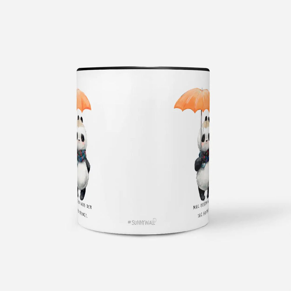Panda Tasse Mal sehen was der Tag bringt Kaffeetasse mit Schirm - Sunnywall - Individualität trifft Design