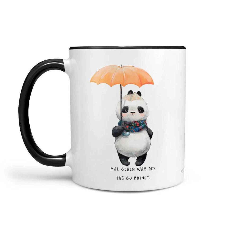 Panda Tasse Mal sehen was der Tag bringt Kaffeetasse mit Schirm - Sunnywall - Individualität trifft Design