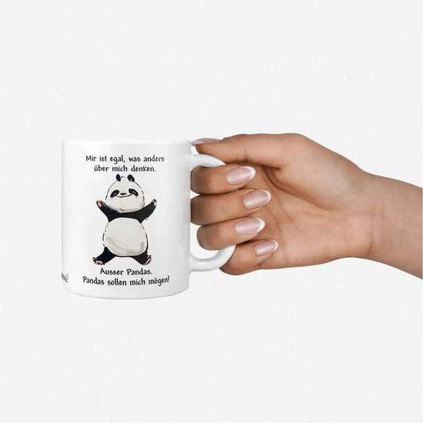 Panda Tasse Mir ist egal Spruch Kaffeetasse – Sunnywall Keramiktasse beidseitig bedruckt - Sunnywall - Individualität trifft Design