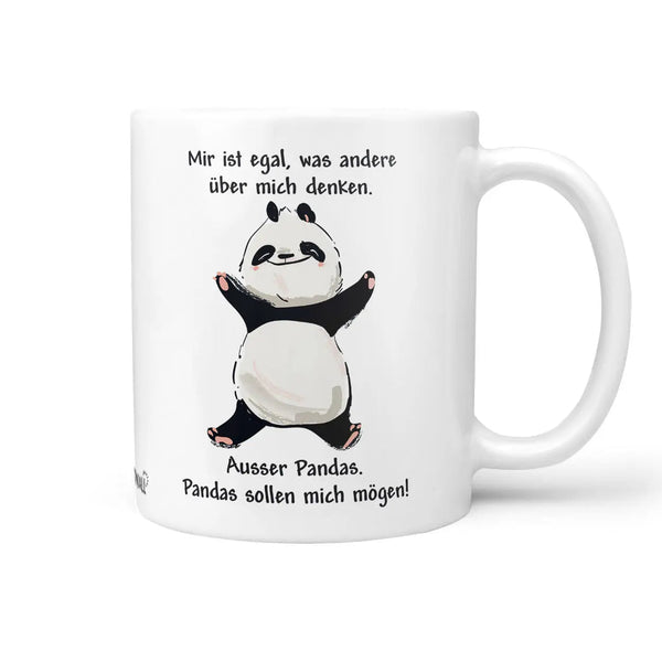 Panda Tasse Mir ist egal Spruch Kaffeetasse – Sunnywall Keramiktasse beidseitig bedruckt - Sunnywall - Individualität trifft Design