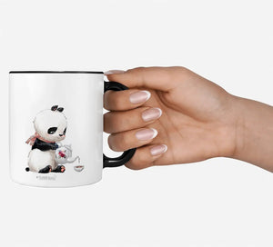 Panda Tasse mit Teekanne und rotem Halstuch - Sunnywall - Individualität trifft Design