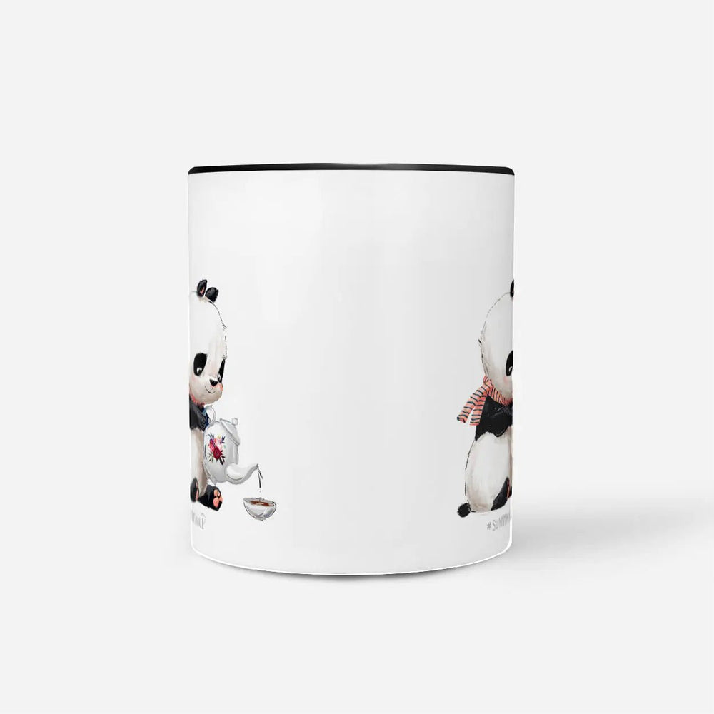 Panda Tasse mit Teekanne und rotem Halstuch - Sunnywall - Individualität trifft Design
