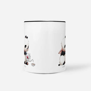 Panda Tasse mit Teekanne und rotem Halstuch - Sunnywall - Individualität trifft Design