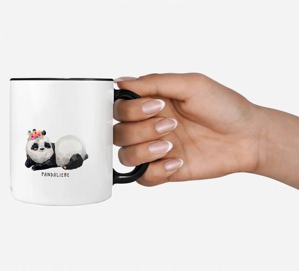 Panda Tasse Pandaliebe mit Blumenkranz Kaffeetasse - Sunnywall - Individualität trifft Design