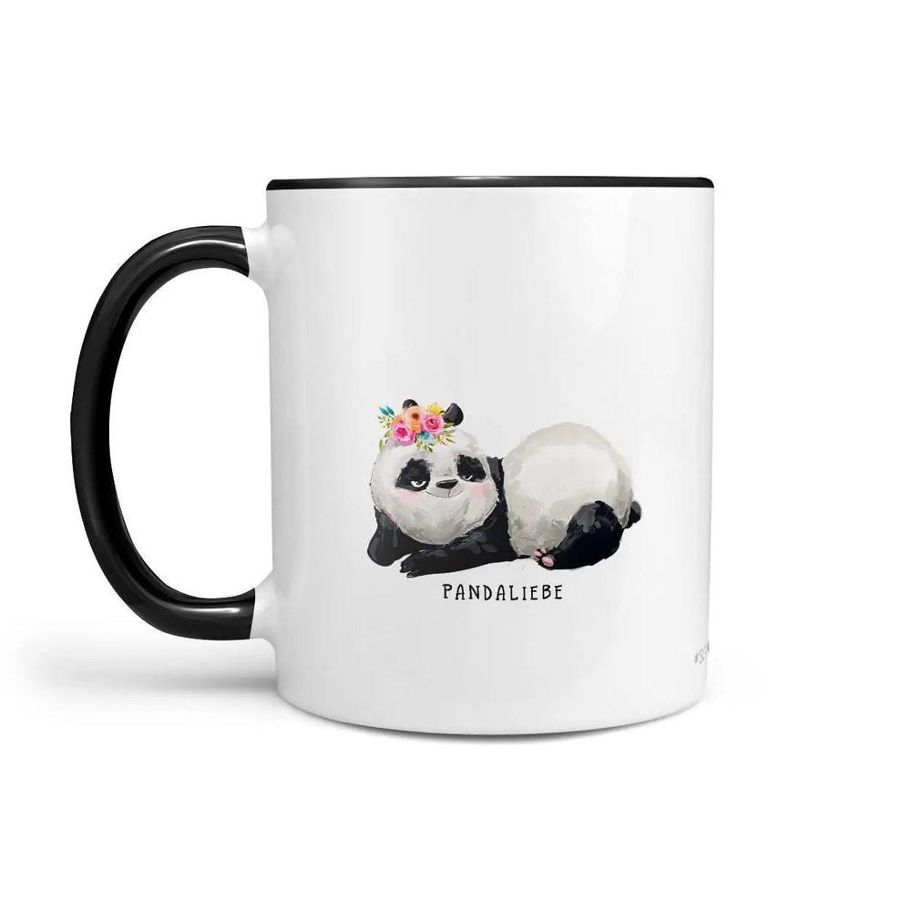 Panda Tasse Pandaliebe mit Blumenkranz Kaffeetasse - Sunnywall - Individualität trifft Design