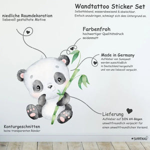 Panda - Wandtattoo Kinderzimmer Baby Wandaufkleber - Sunnywall - Individualität trifft Design