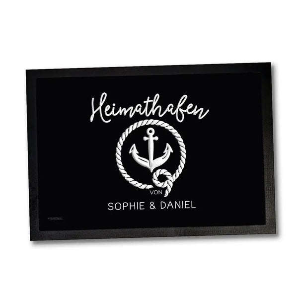 Personalisierte Fussmatte maritim Heimathafen mit Namen - Sunnywall - Individualität trifft Design