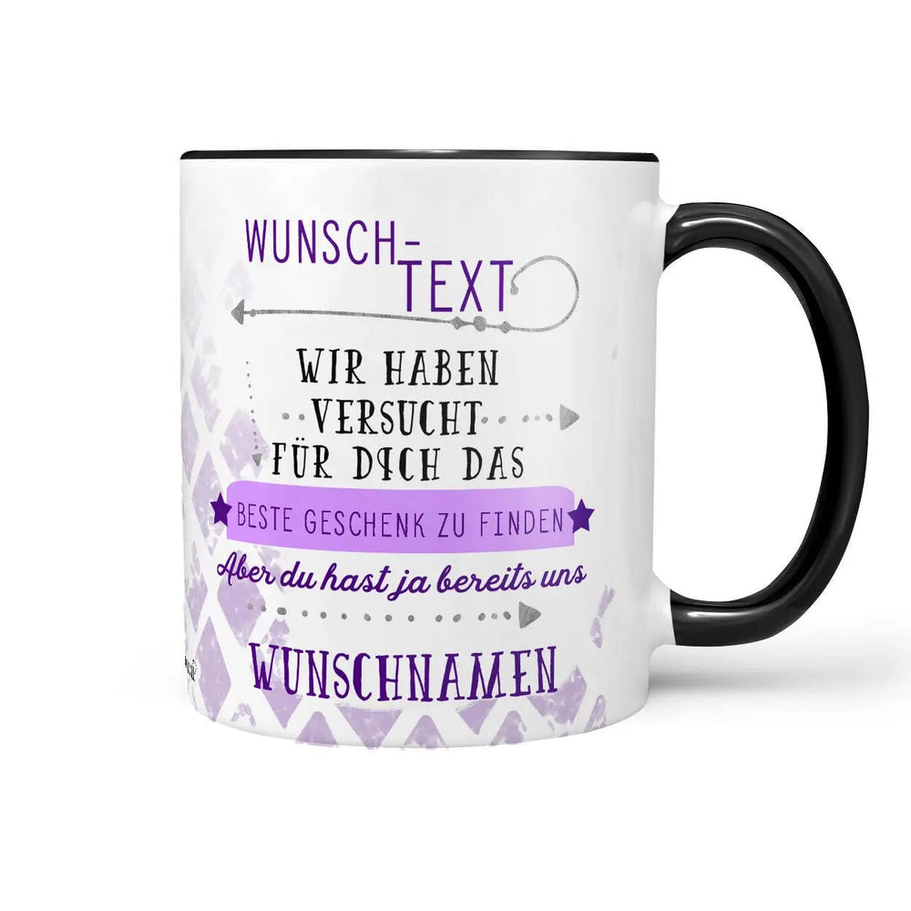 Personalisierte Geschenktasse mit Wunschtext und Namen - Sunnywall - Individualität trifft Design