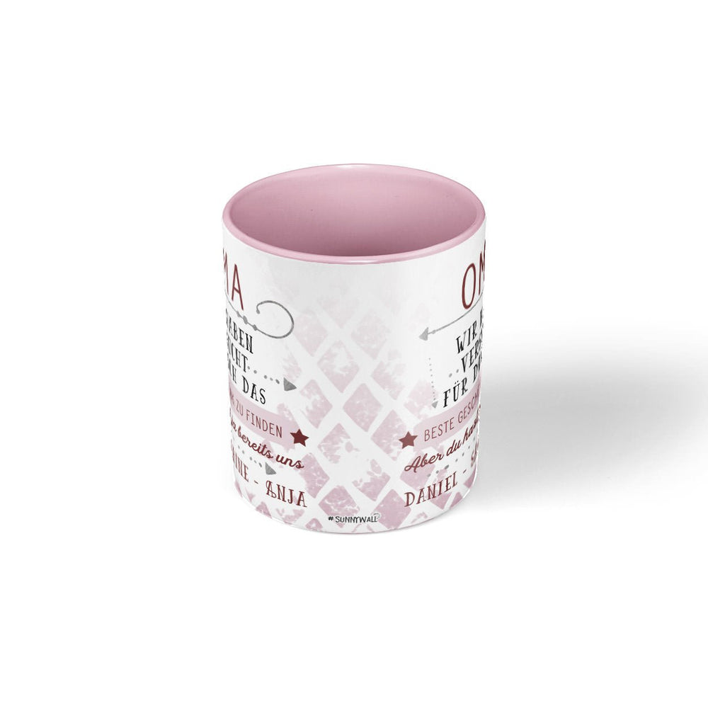 Personalisierte Tasse Geschenk für Oma mit Wunschnamen rosa - Sunnywall - Individualität trifft Design