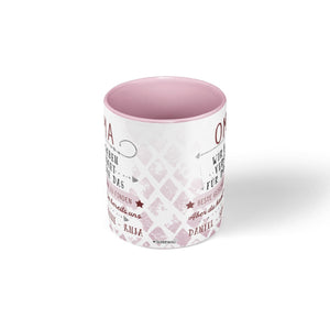 Personalisierte Tasse Geschenk für Oma mit Wunschnamen rosa - Sunnywall - Individualität trifft Design