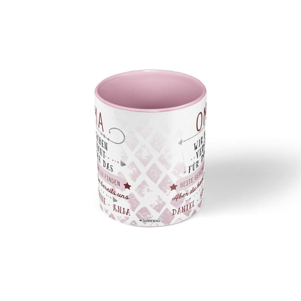 Personalisierte Tasse Geschenk für Oma mit Wunschnamen rosa - Sunnywall - Individualität trifft Design